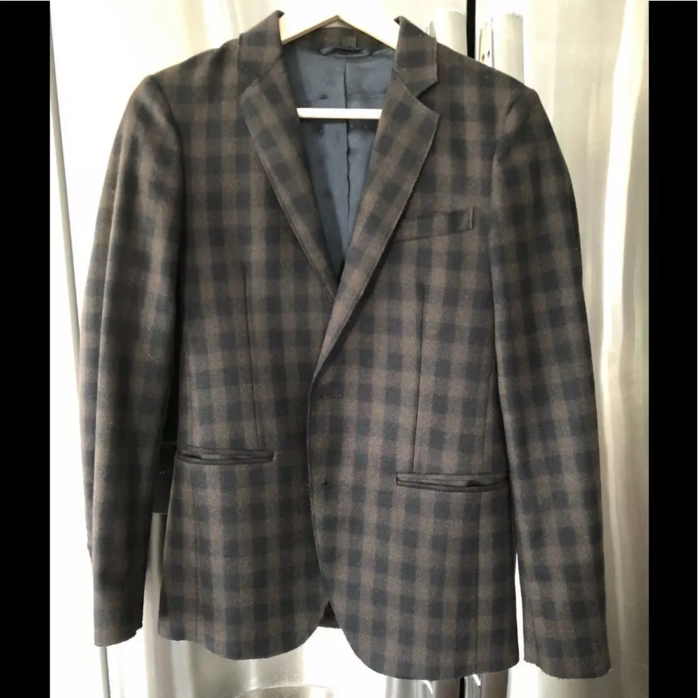 Sisley checked wool‎ blend blazer jacket Size US 42